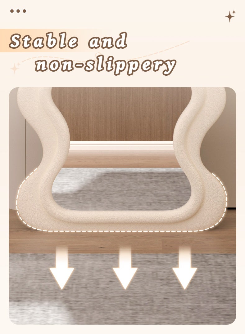 Double-Layer Wave Full Length Mirror, Cream Style Floor Mirror with Foldable Stand for Bedroom & Dressing Room, White - Image 3